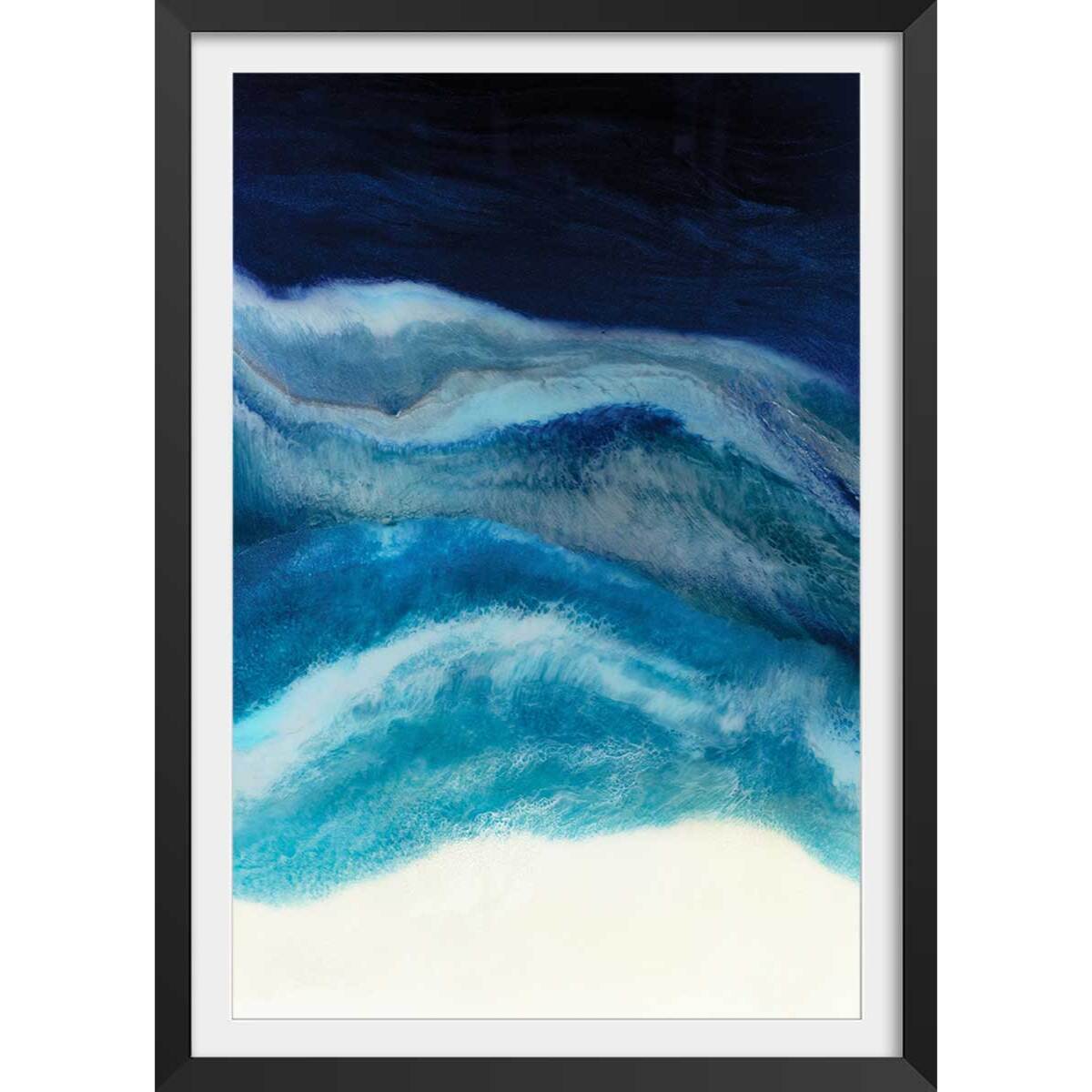 Poster abstrait blue crawling Affiche + cadre en bois - Noir