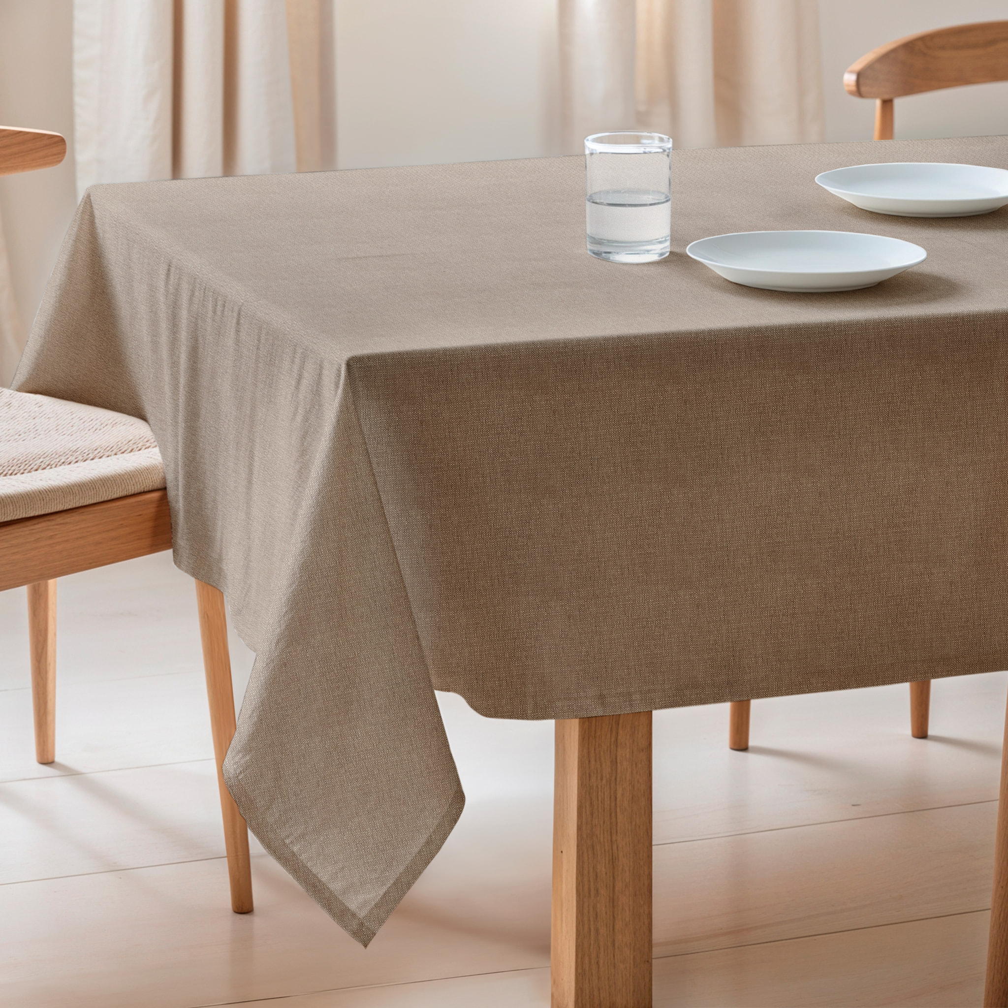 Nappe jacquard unie antitache INDRA TAUPE