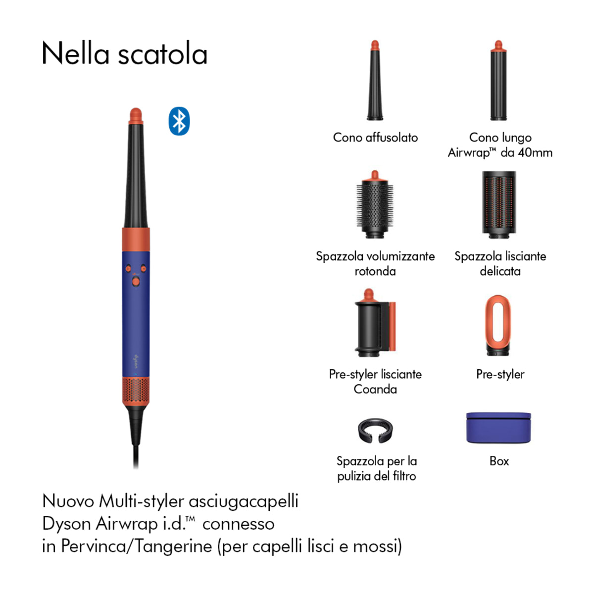 Multi-styler asciugacapelli Dyson Airwrap i.d.™ per capelli lisci e ondulati in Pervinca/Tangerine | Ricondizionato