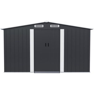 Abri de jardin métal avec porte coulissante "Boston" - 13 m² - Gris