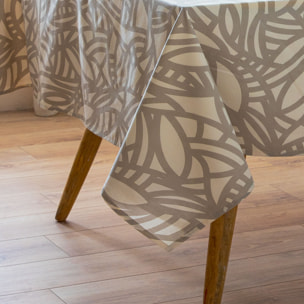 Nappe ronde imprimée graphique - Beige