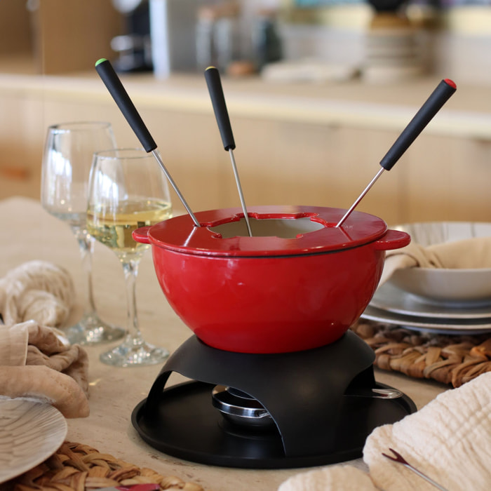 Service à fondue en fonte émaillée 10 pièces GENTIANE