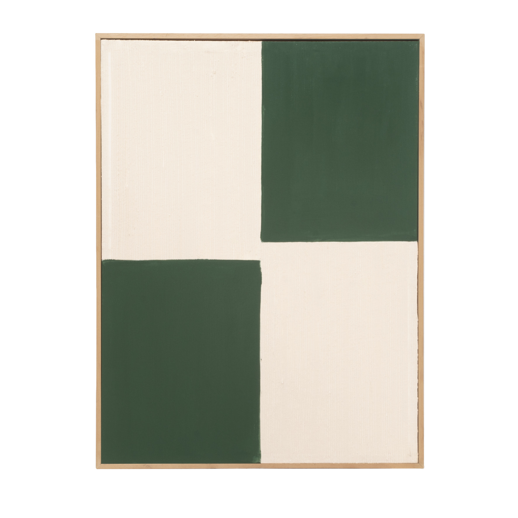 Tableau vert et blanc décoratif sur coton avec cadre en bois peint à la main à la peinture à l'huile en différentes tailles