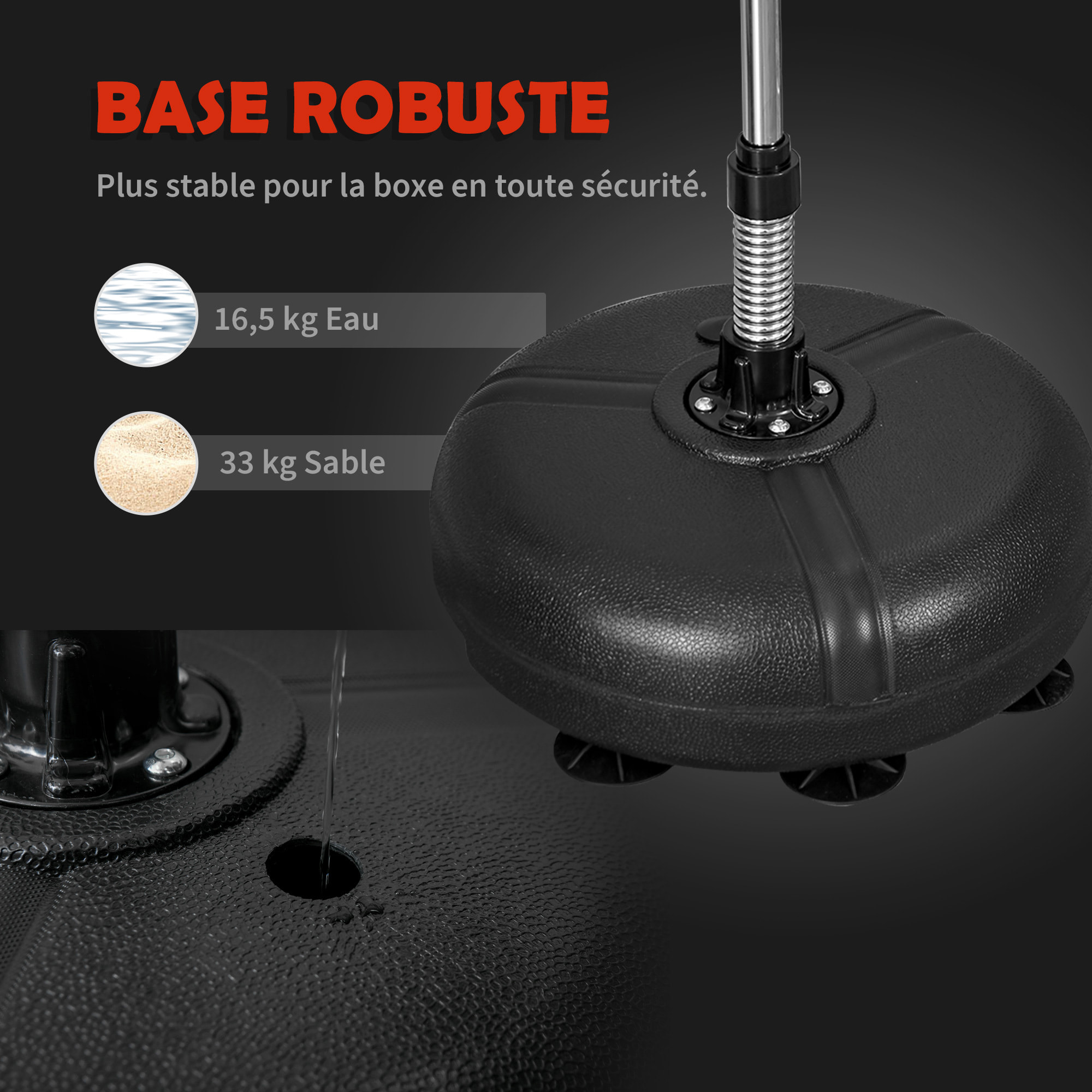 Punching ball sur pied hauteur réglable H.133 -151cm - ressort central, socle ventouses - accessoires - jaune noir