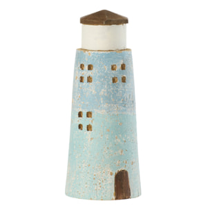 J-Line Phare décoratif - bois - naturel/bleu clair - small - 2 pièces