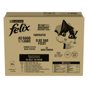 FELIX Tendres Effilés en Gelée Mixte 80x85g