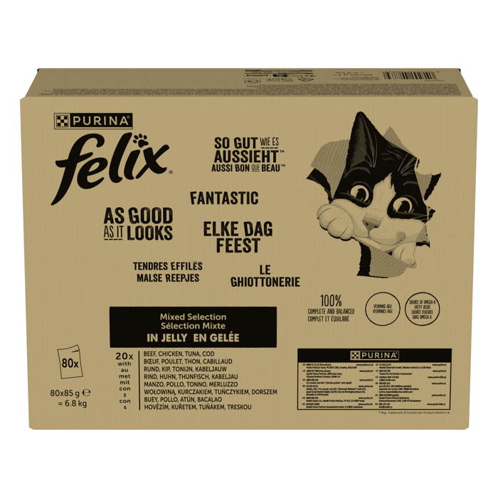 FELIX Tendres Effilés en Gelée Mixte 80x85g