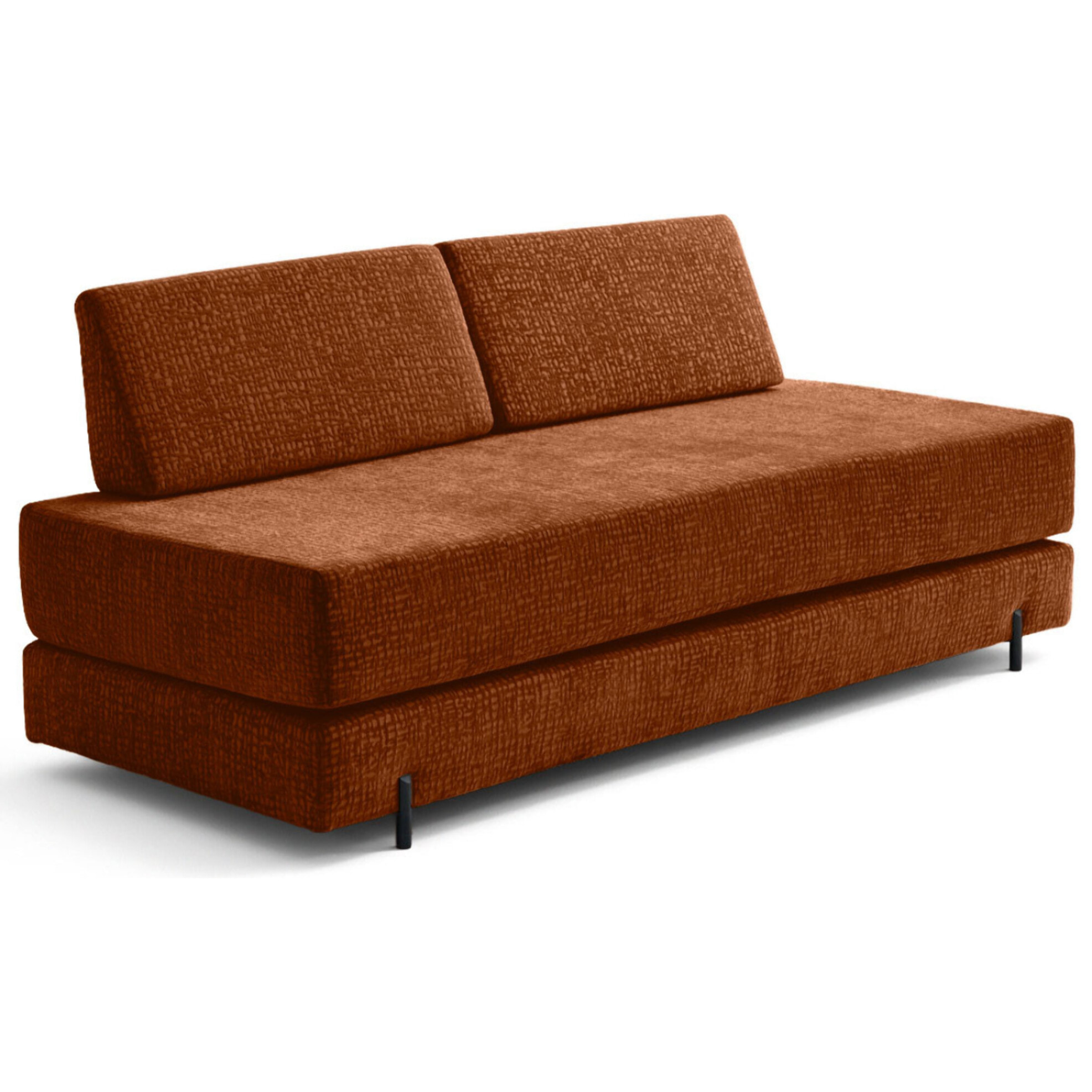 Brescia - banquette 3 places convertible en tissu velours relief - Terracotta