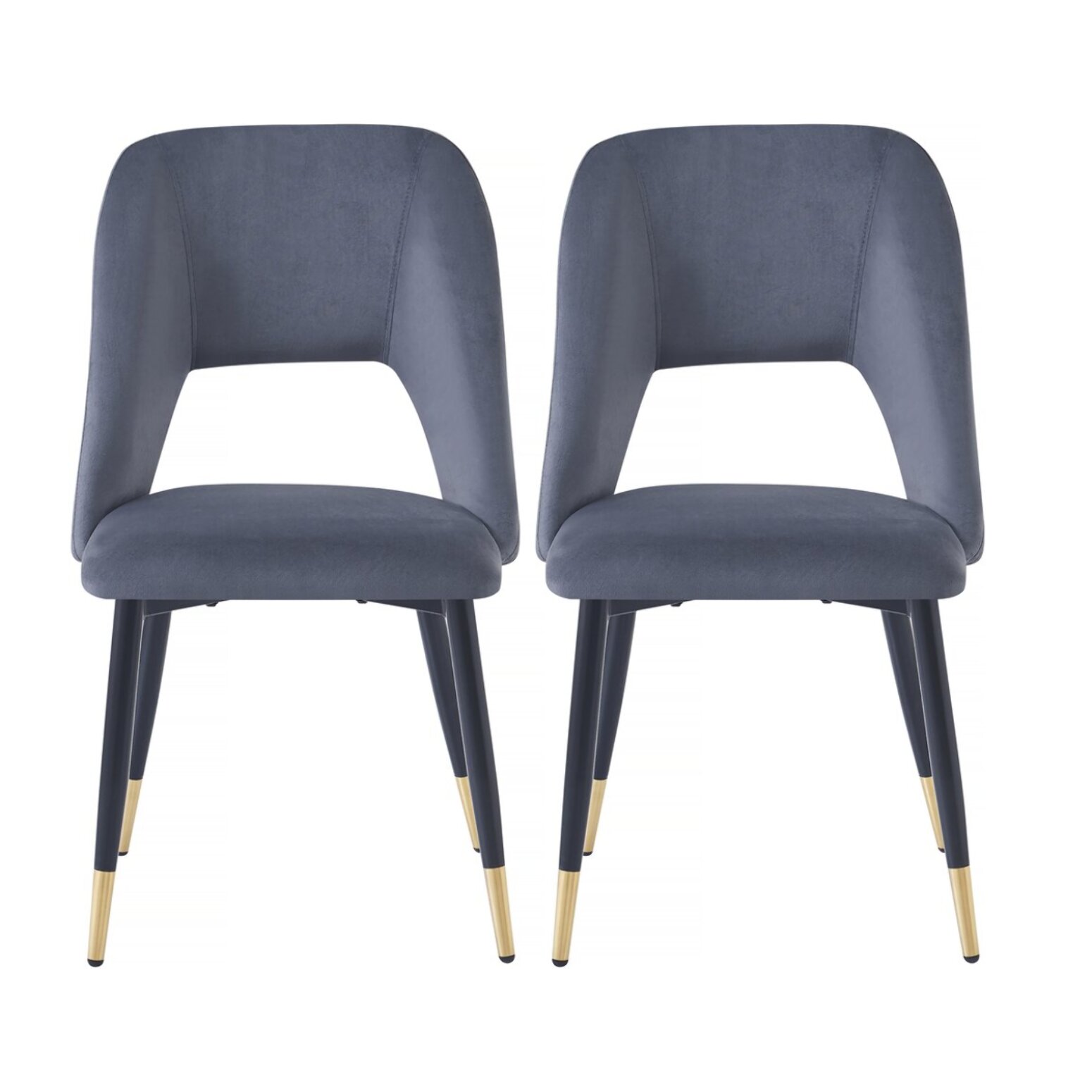 Lot de 2 chaises en velours "Coralie" - Gris