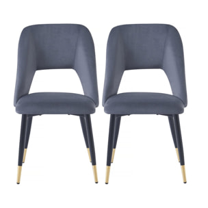 Lot de 2 chaises en velours "Coralie" - Gris