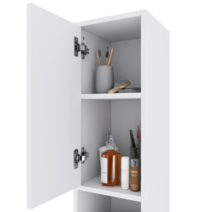 Armadio Armadietto Mobile Alto Bagno Multiuso Colonna 2 Ante 6 Ripiani Salvaspazio Mobiletto Asciugamani Ingresso Camera Letto 180x30x30 Cm Bianco