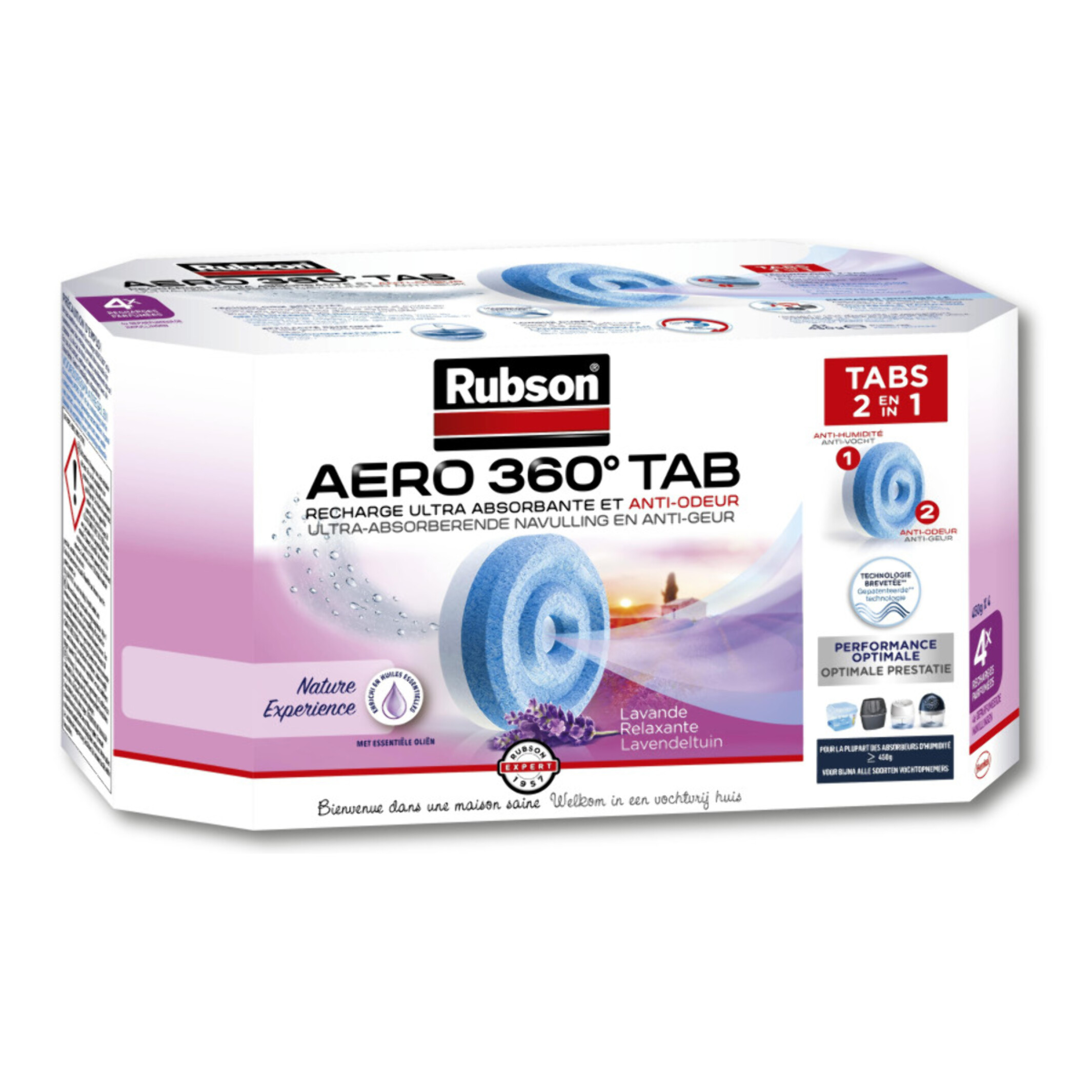 Pack de 2 - Rubson - Recharge Aero 360 Nature Experience Lavande Relaxante Lot De 4 Recharges