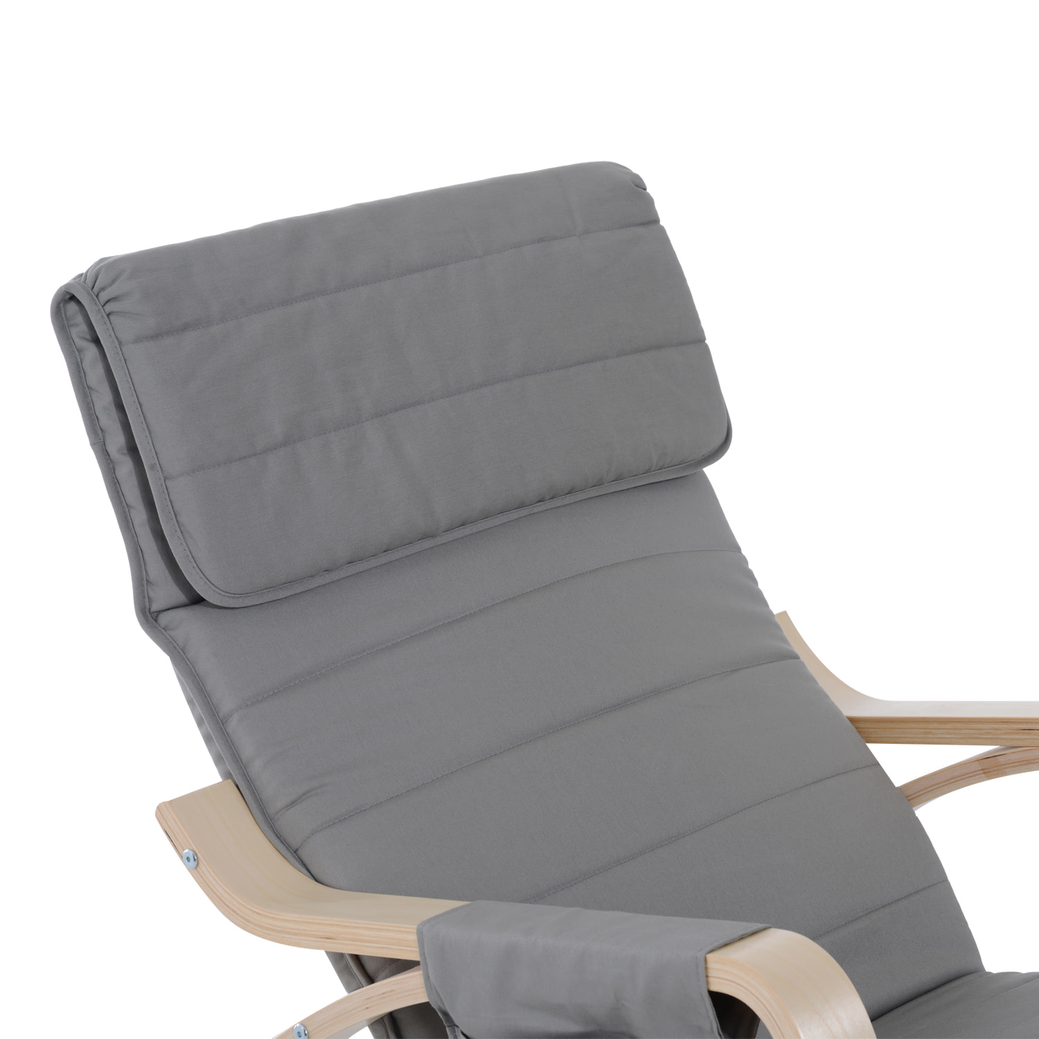 Fauteuil à bascule - fauteuil relax repose-pied réglable, poche rangement, tétière - bois tissu gris