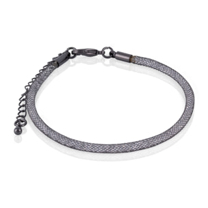 Set de collar y pulsera negros de malla de cobre con relleno de cristal brillante y cierre de mosquetón de cobre con acabado negro.