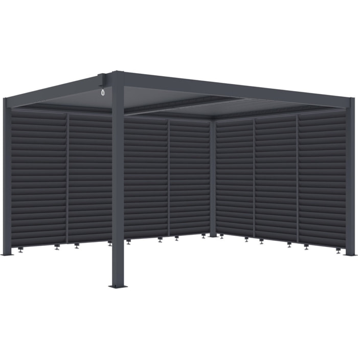 Pergola bioclimatique avec 7 persiennes en aluminium "Windsor" - 3 x 4 m - Gris
