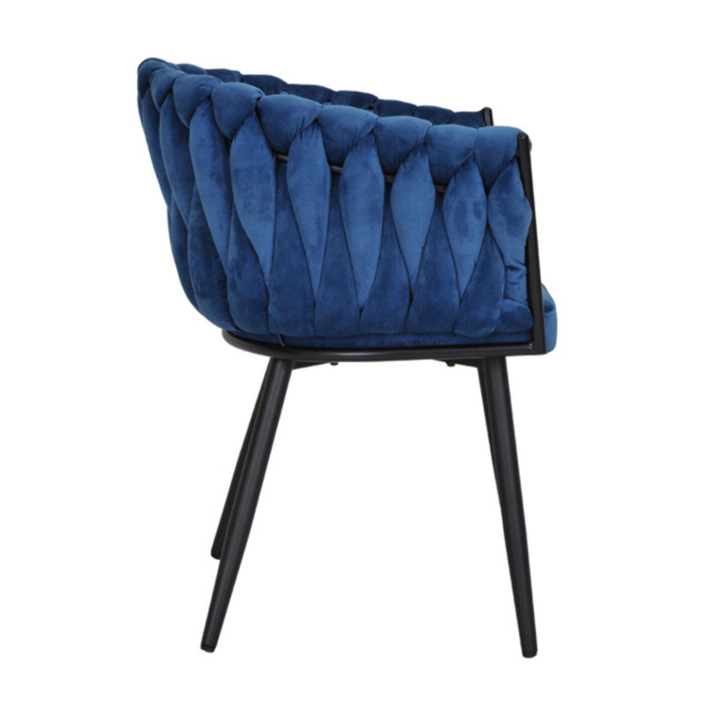 Chaise en velours tressé avec accoudoirs et pieds en métal - MELODIE 2