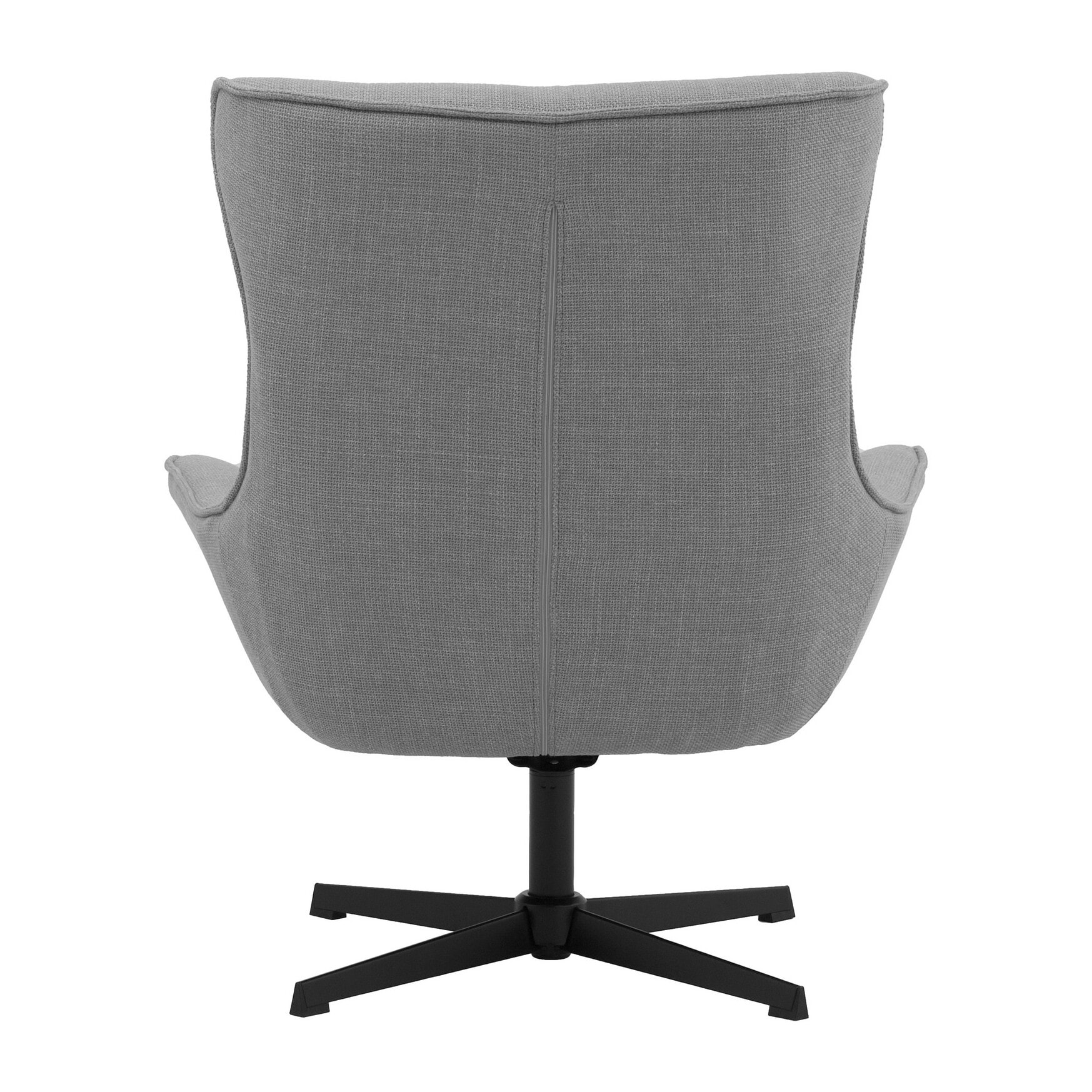 Poltrona girevole RIGA in tessuto grigio e base in metallo nero