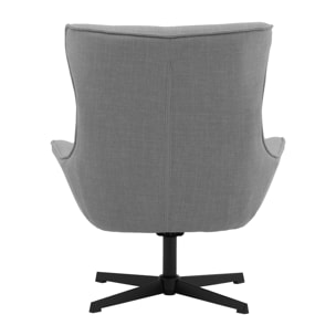 Poltrona girevole RIGA in tessuto grigio e base in metallo nero