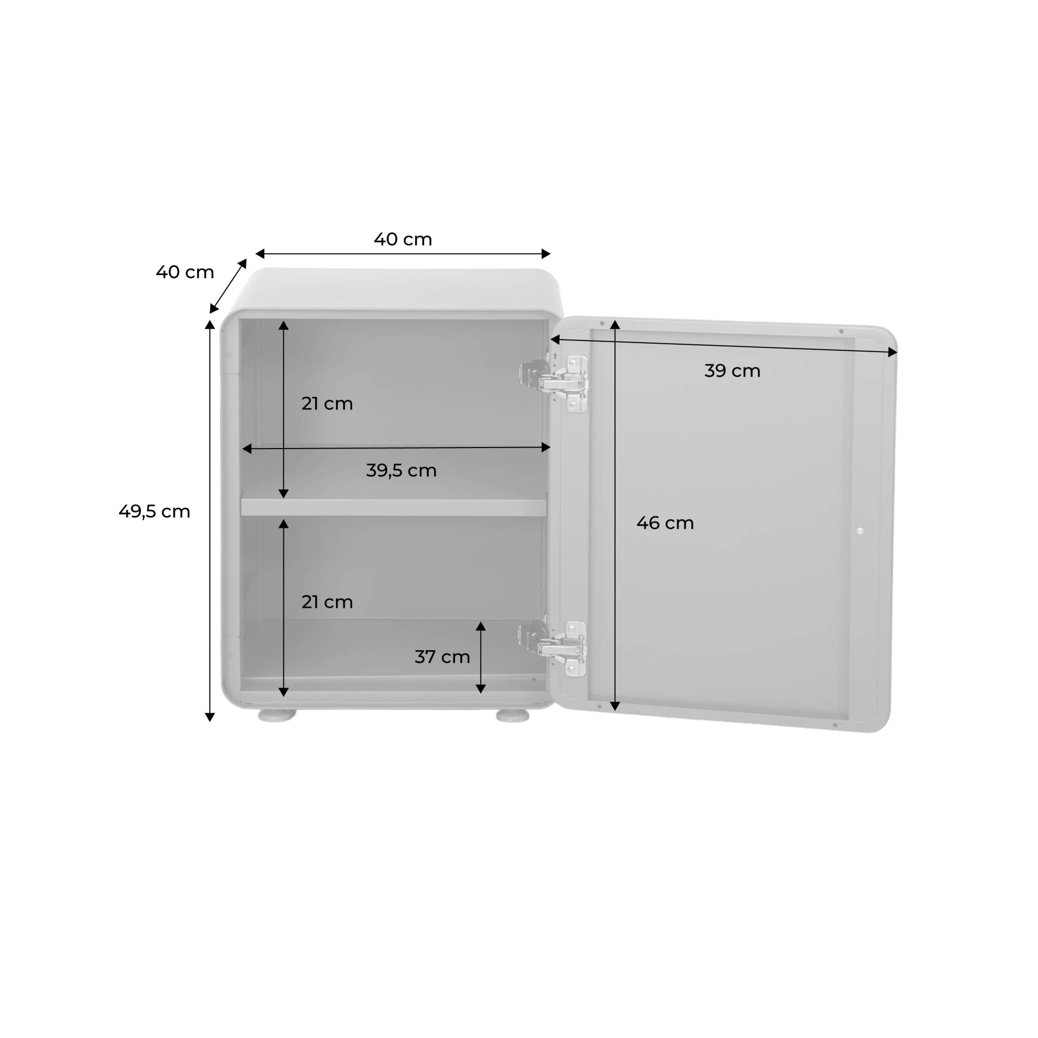Table de chevet industrielle acier 1 porte TRIBECA