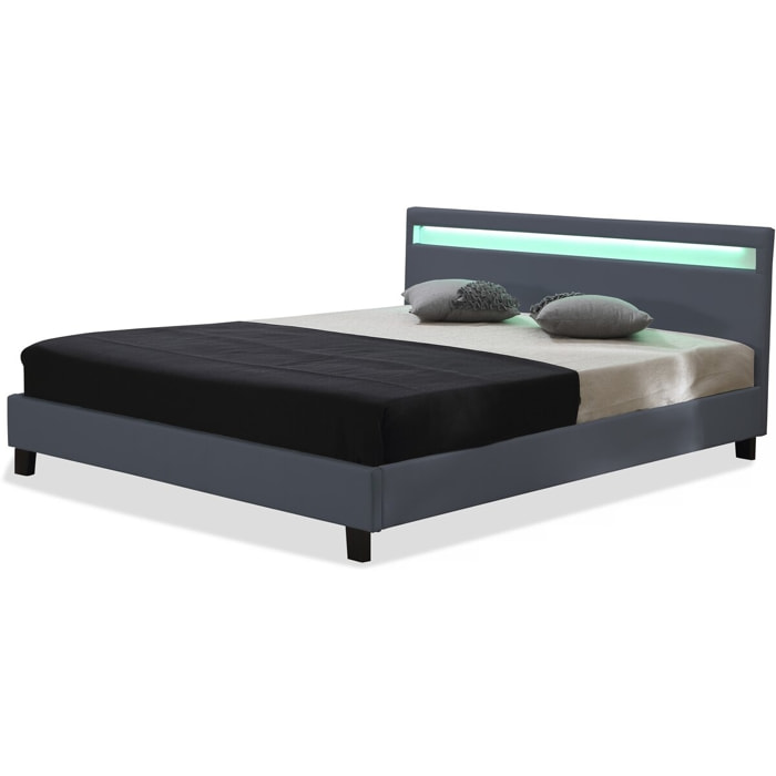 Lit  avec LED "Maria" - 160 x 200 cm - Gris