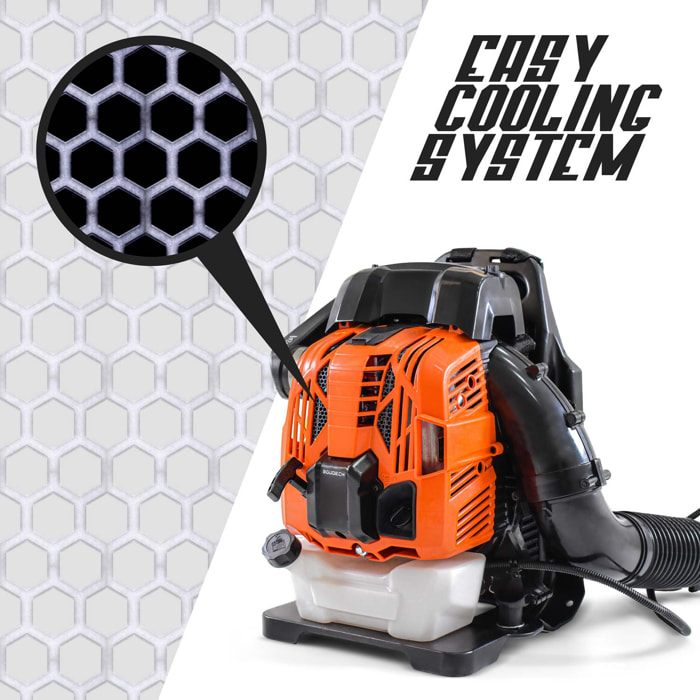 Soffiatore a Zaino 4 Tempi 75,6cc 2.5Kw Professionale ergonomico tracolle imbottite velocitÃ offiaggio 320Km/h