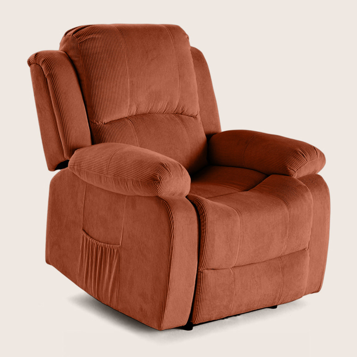 Armand - fauteuil relax électrique en velours côtelé - Terracotta