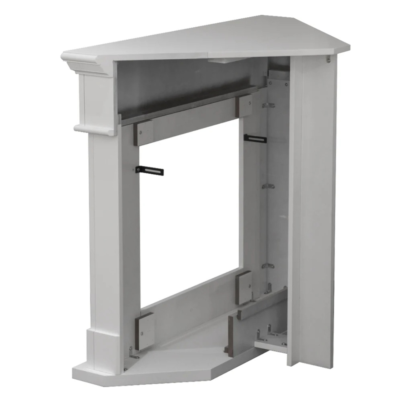 Ford - Camino Elettrico da Terra ad Angolo con Effetto Fiamma 110x102x63 cm in Legno Bianco