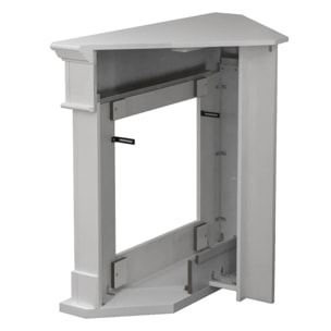 Ford - Camino Elettrico da Terra ad Angolo con Effetto Fiamma 110x102x63 cm in Legno Bianco