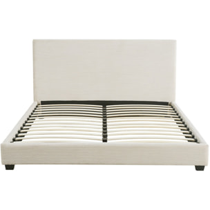 Lit avec tête de lit en velours côtelé - WILLIAM