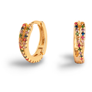 Pendientes Aro Cross Colors Plata Baño Oro