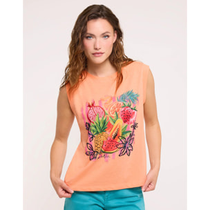 Camiseta Frutas Pedrería Naranja - Kitaya