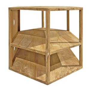 Meuble TV d'angle hexagonal L. 110 cm en bois de teck massif - ROMA