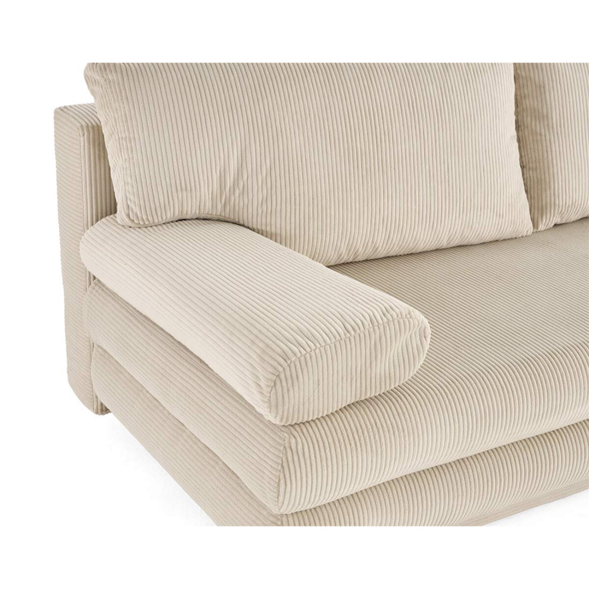 Elton - canapé 3 places convertible avec coffre en velours côtelé - Beige