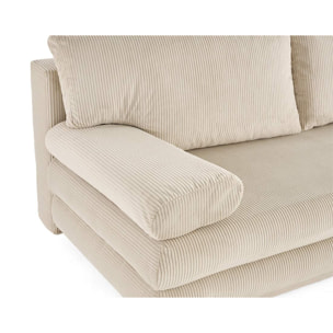 Elton - canapé 3 places convertible avec coffre en velours côtelé - Beige