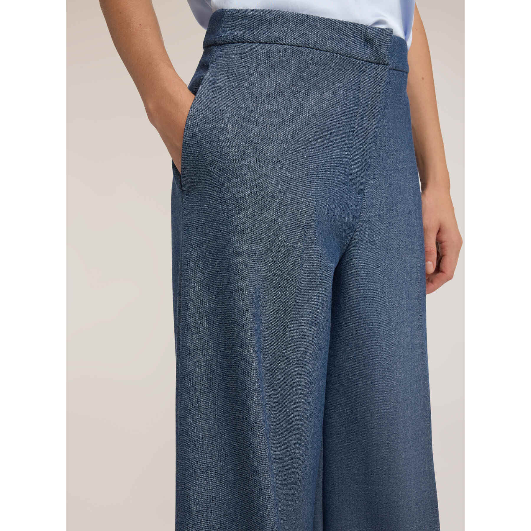 Motivi - Pantalones palazzo mezcla viscosa - Azul