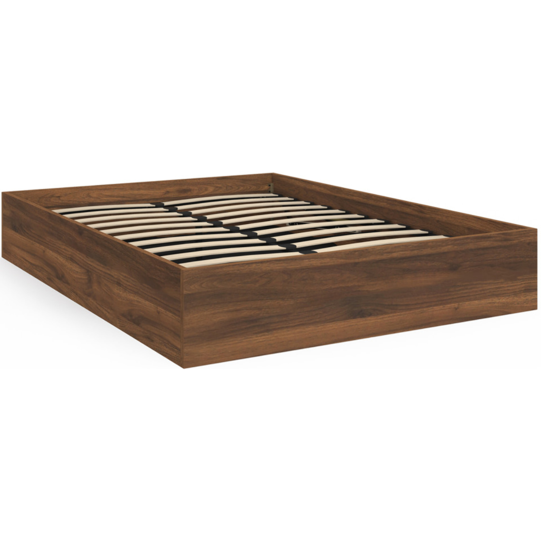 Lit coffre Malta 140x190cm effet bois noyer