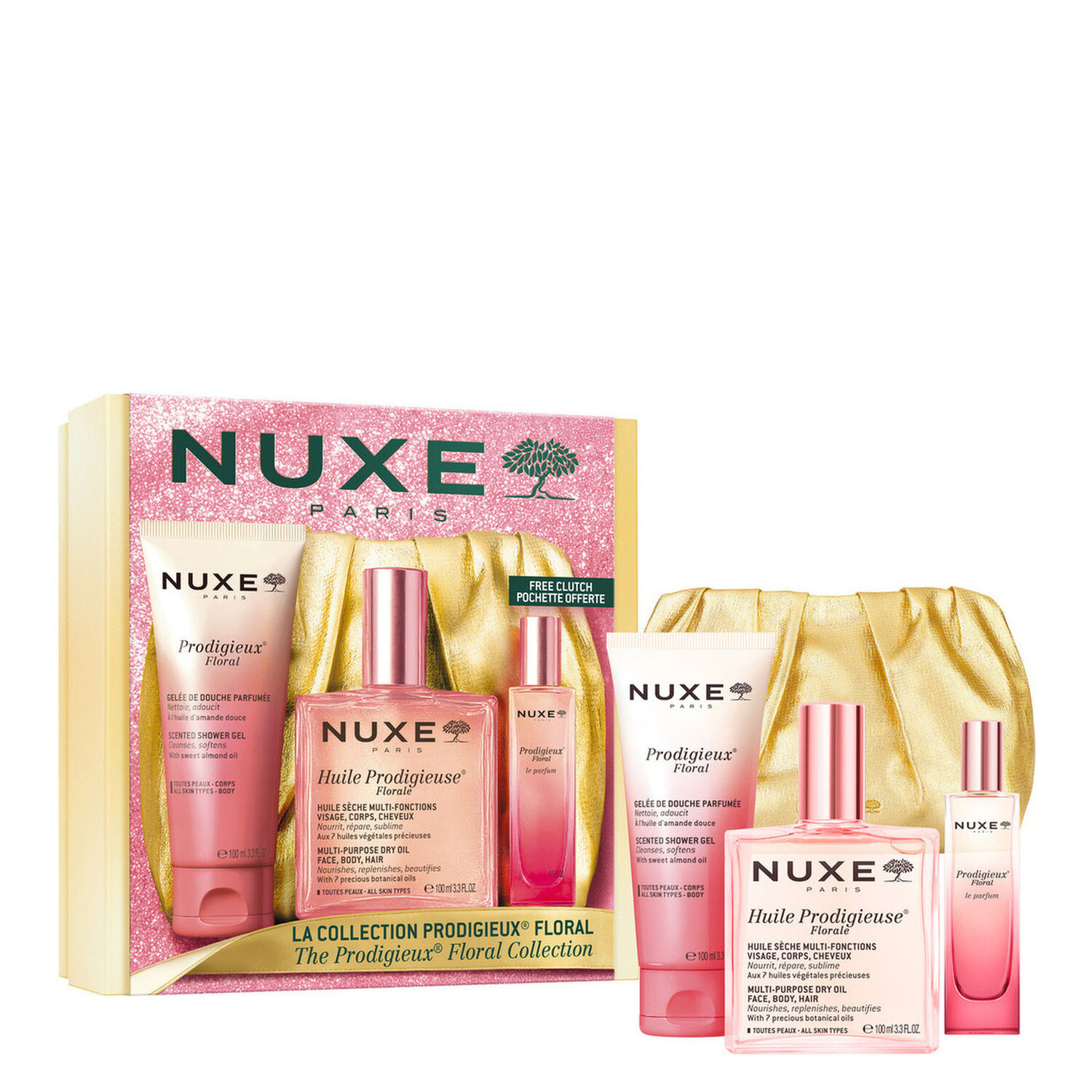 Prodigieux® Floral - Coffret Huile Prodigieuse® Florale 100ml + Le Parfum 15ml + Gelée de Douche 100ml