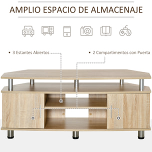Soporte de TV con Estantes Puertas de 120x39,5x52cm Roble