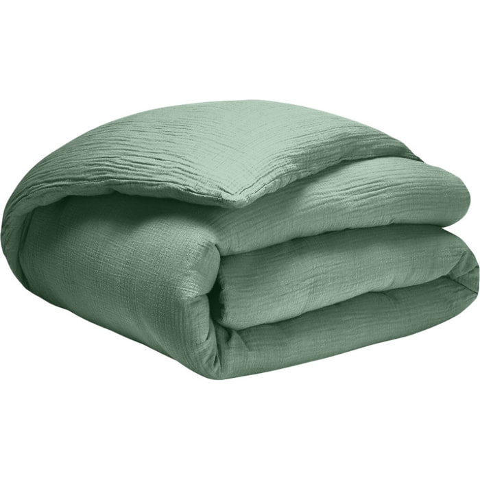 Housse de couette gaze de coton vert givrée