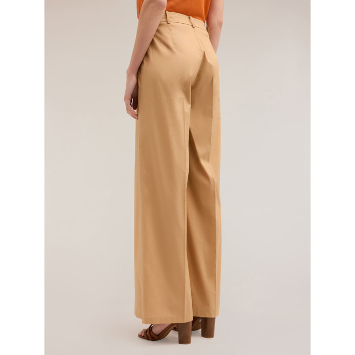 Motivi - Pantalón wide leg de algodón - Beige