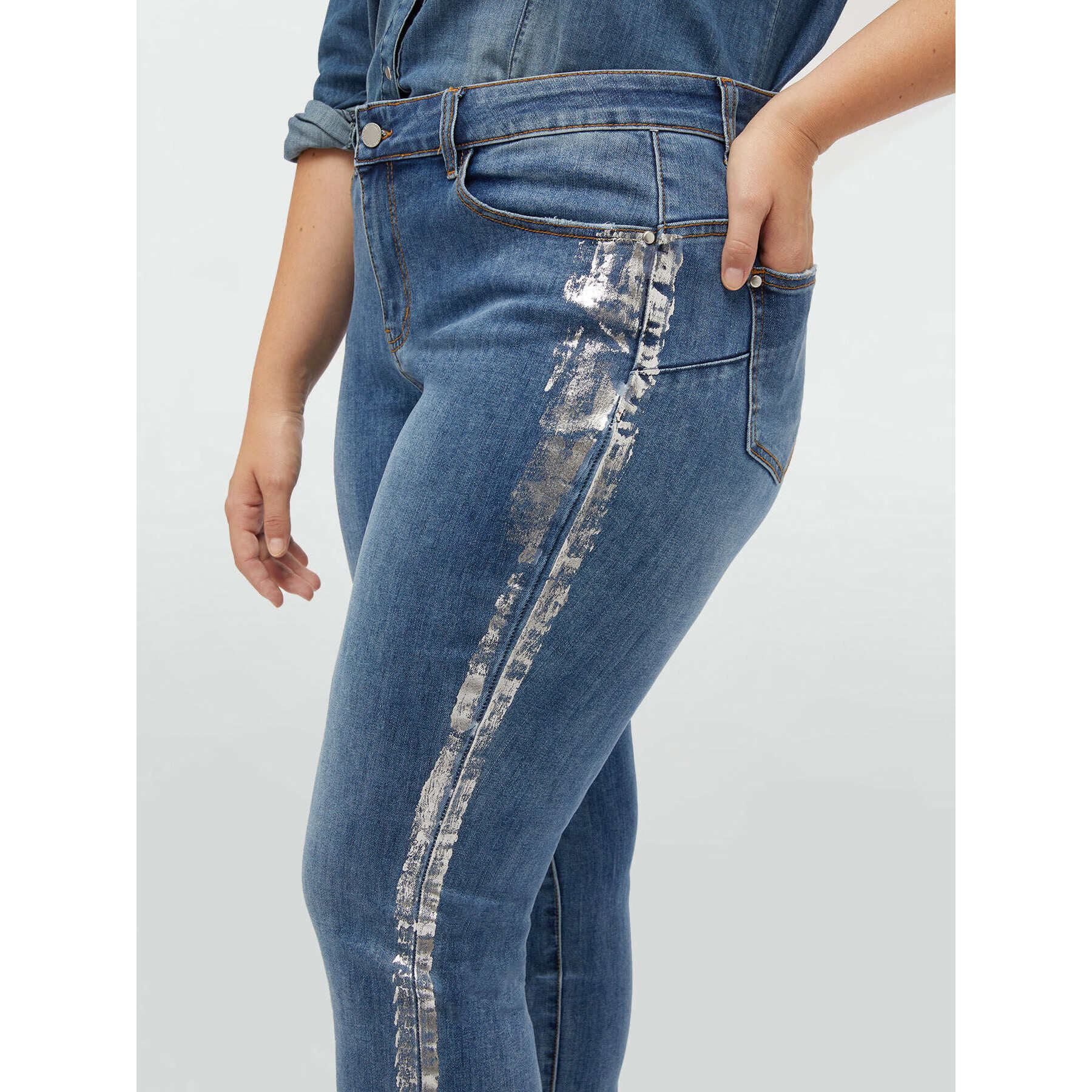 Fiorella Rubino - Jeans skinny con bordi silver - Blu