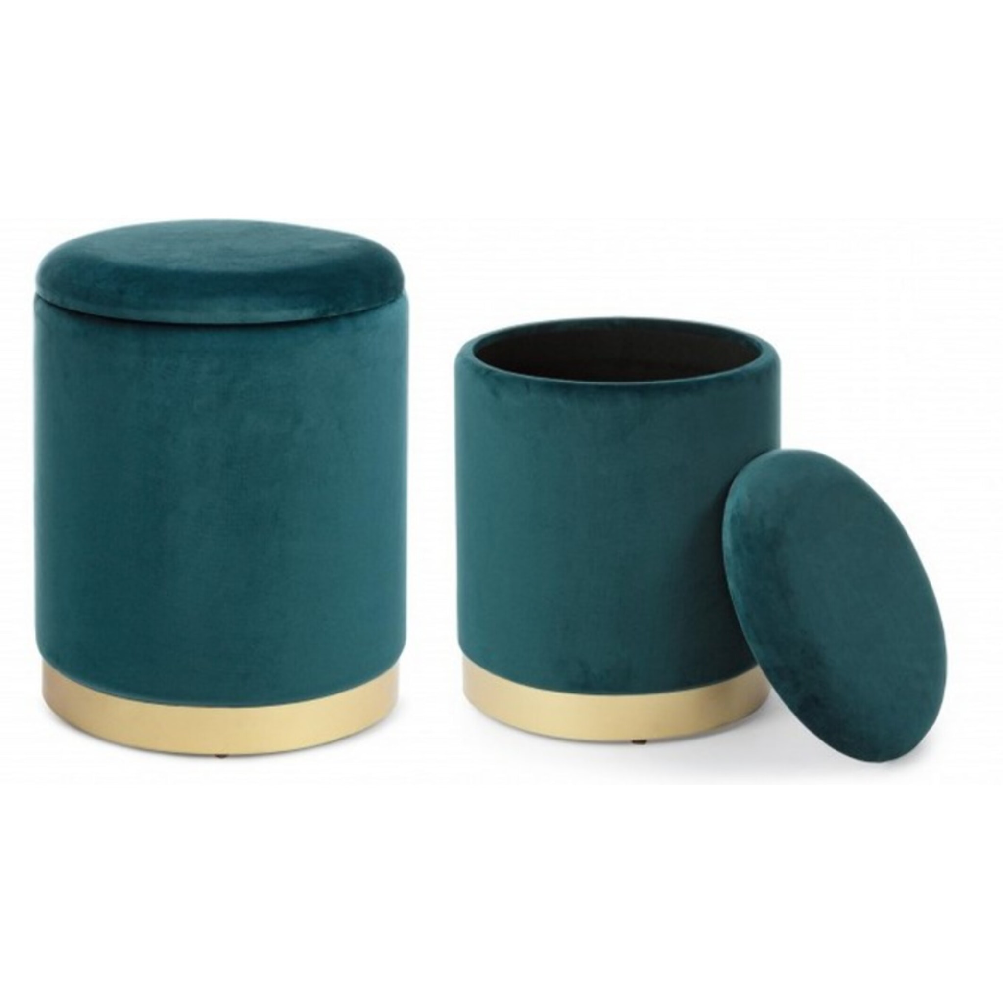 Set di 2 pouf POLINA contenitore in velluto verde