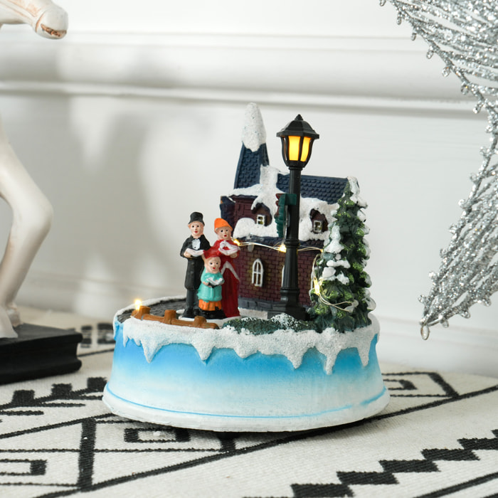 Pueblo Navideño con Luces LED Escena Navideña con Coro Giratorio Música para Decoración Navidad en Salón Dormitorio Multicolor