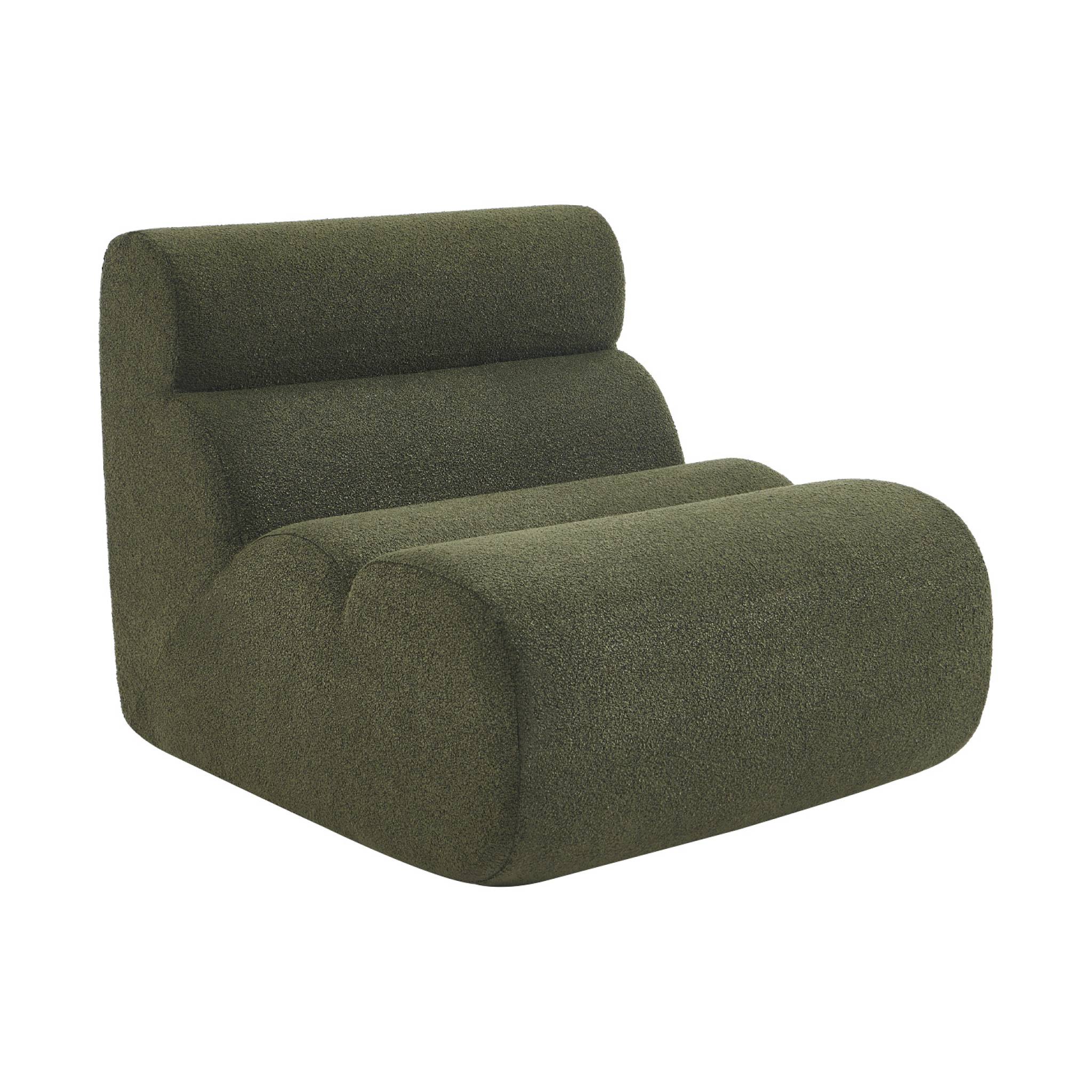 Chauffeuse bouclette texturée kaki 1 place - L 81 x P 99 x H 81cm - Nova