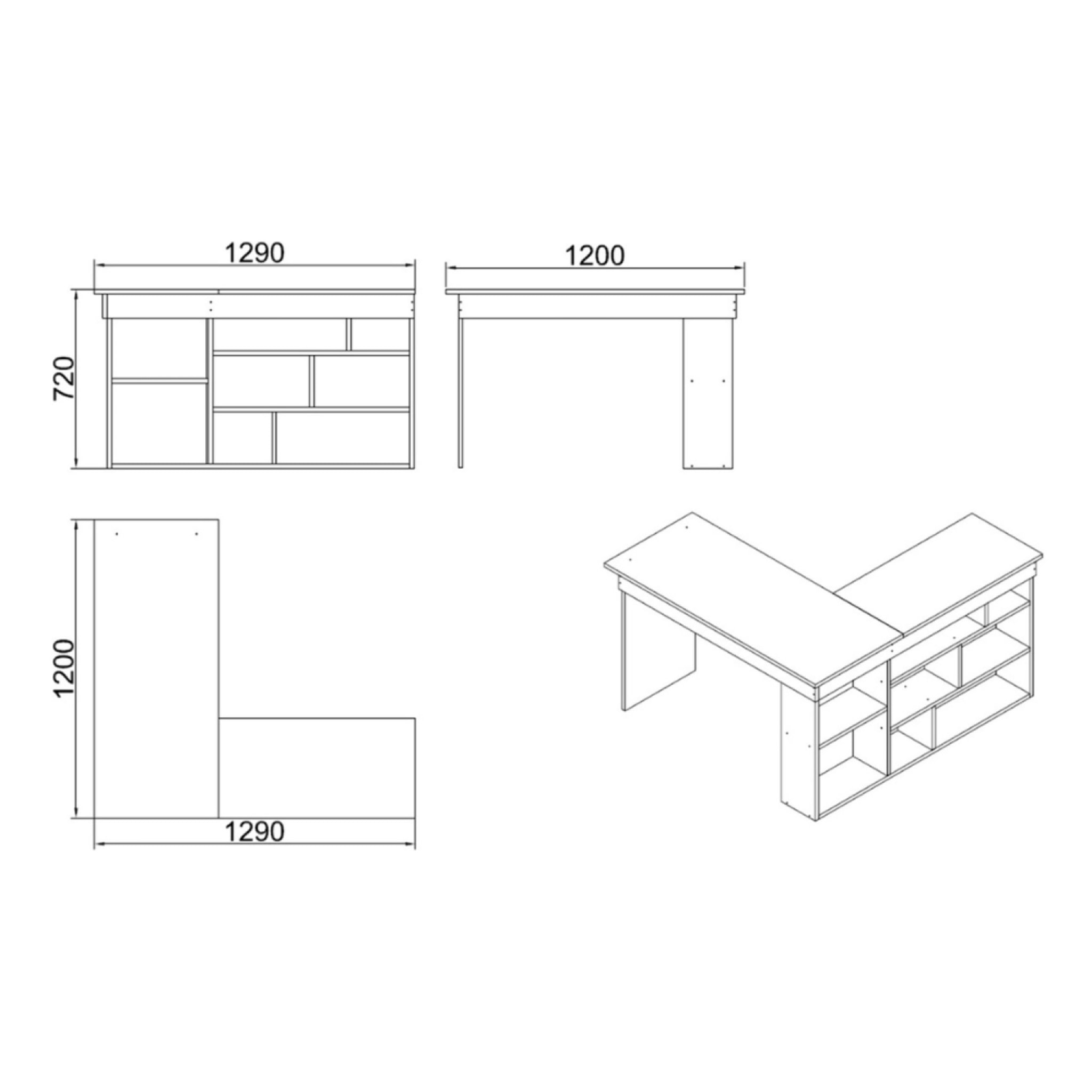 Bureau d'angle design avec étagères OITA