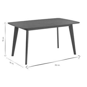 Table à manger rectangulaire scandinave bois foncé noyer L150 cm LEENA