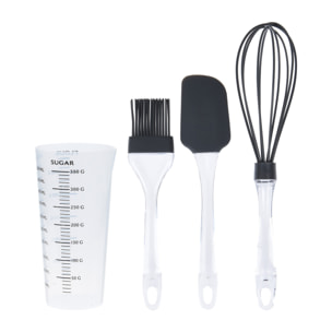 Set de horneado en silicona antracita: taza medidora, espátula, batidor y cepillo - resistente hasta 425°c