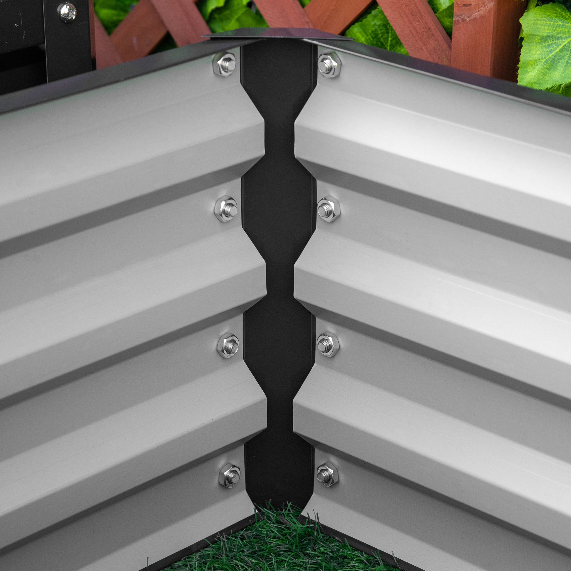 Lot de 2 carrés potagers dim. 60 x 60 x 30 cm tôle d'acier ondulé anthracite