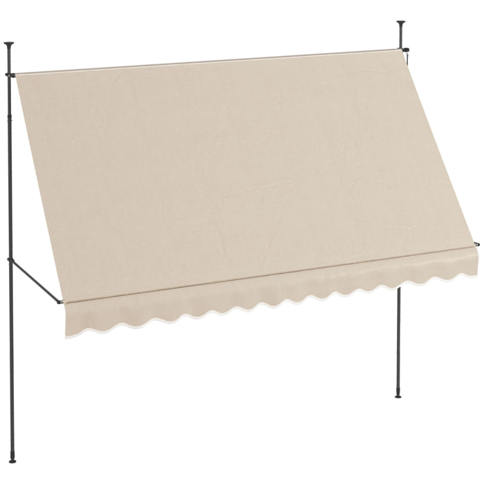 Toldo Manual Retráctil 3,5x1,2 m Toldo Exterior Terraza Enrollable Altura Ajustable con Manivela 210-300 cm Sin Taladro Protección UV30+ para Balcón Jardín Arena