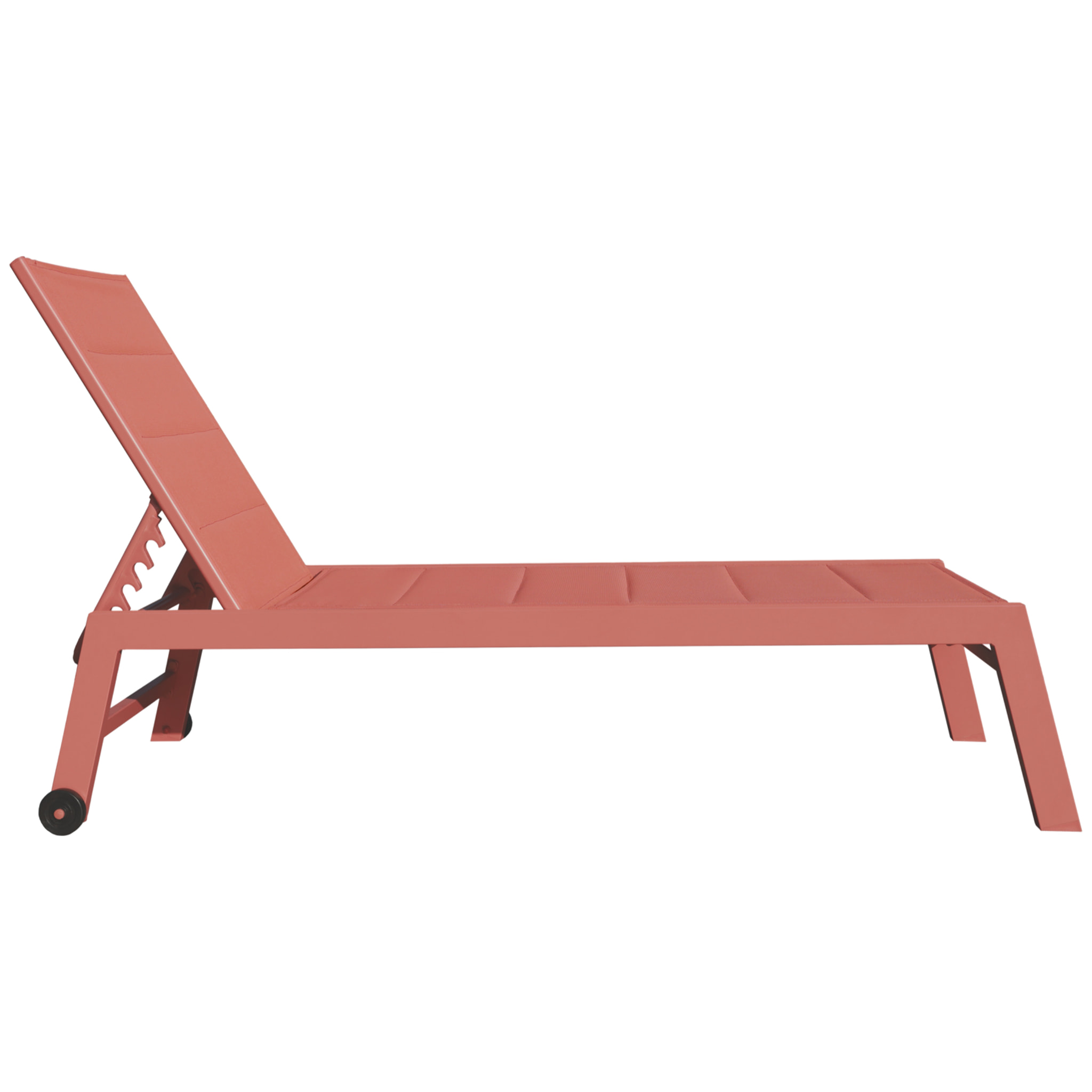 Lot de 2 bains de soleil BARBADOS en textilène terracotta - aluminium terracotta